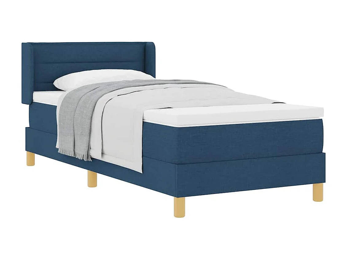 Cadre de lit avec matelas Bleu 90 x 190 cm tissu