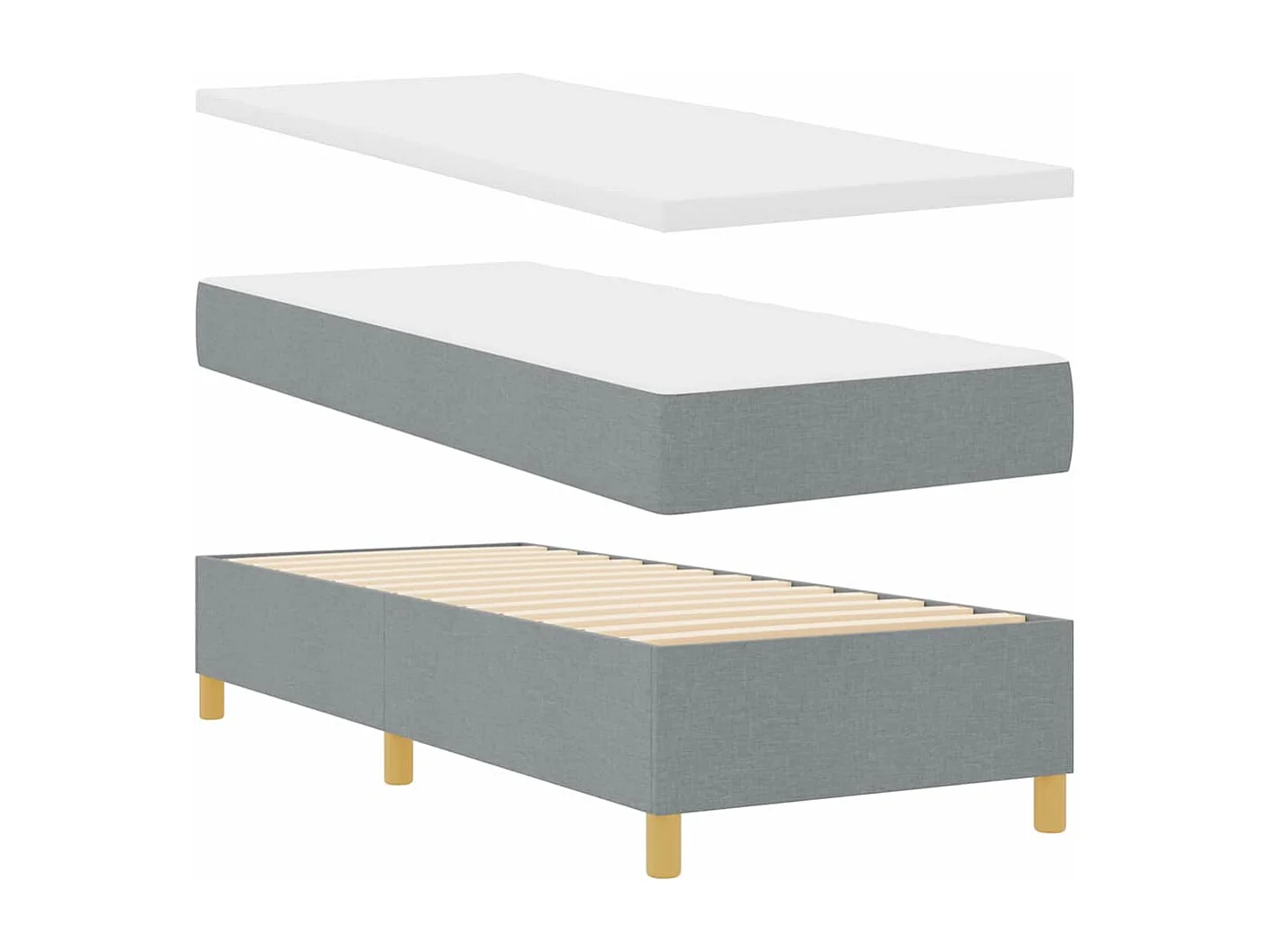 Cadre de lit avec tête de lit Gris clair 80 x 200 cm tissu