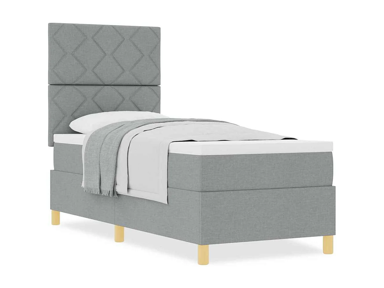 Cama Box com cabeceira Cinzento-claro 80 x 200 cm tecido