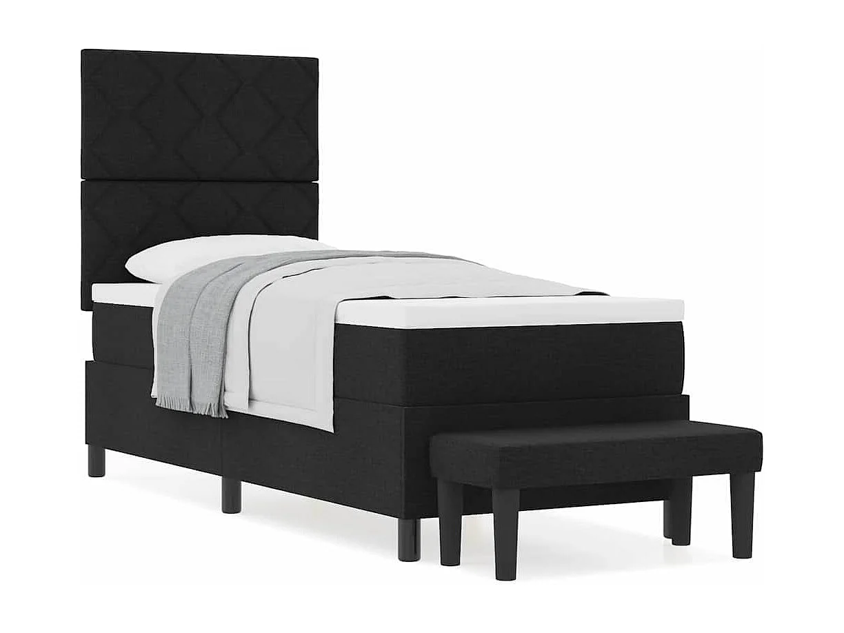 Cama Box com colchão com cabeceira Preto 80 x 200 cm tecido