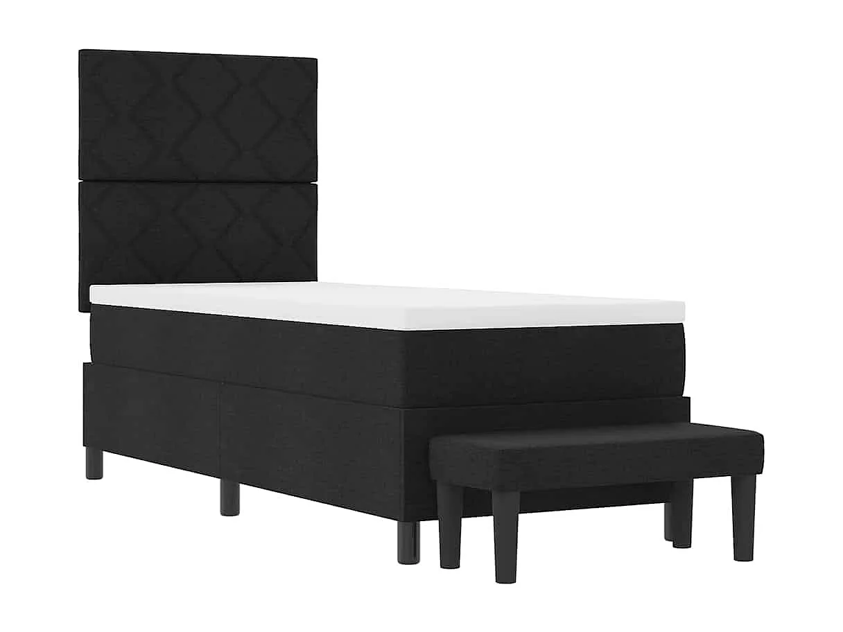 Cama Box com colchão com cabeceira Preto 80 x 200 cm tecido