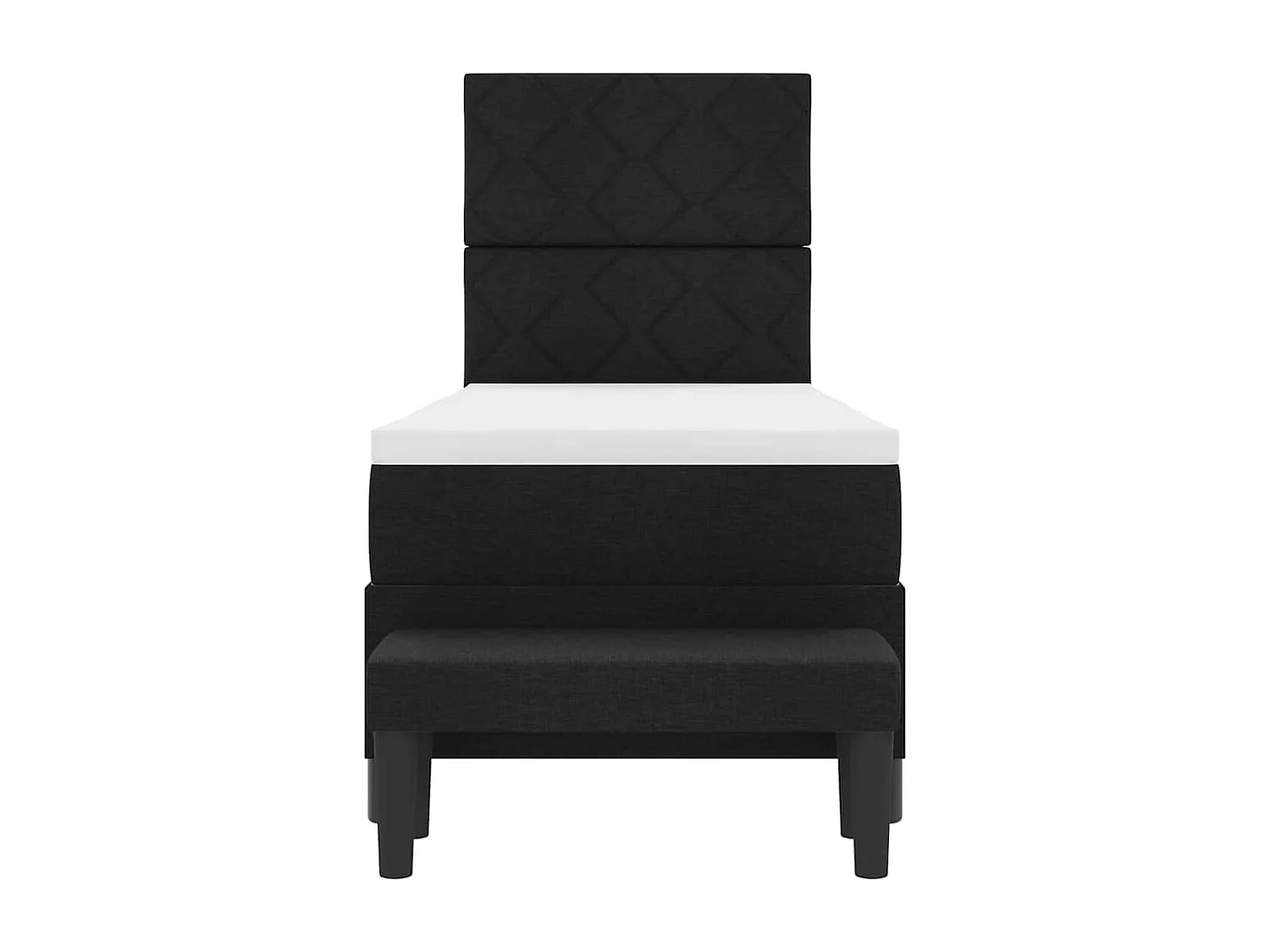 Cama Box com colchão com cabeceira Preto 80 x 200 cm tecido