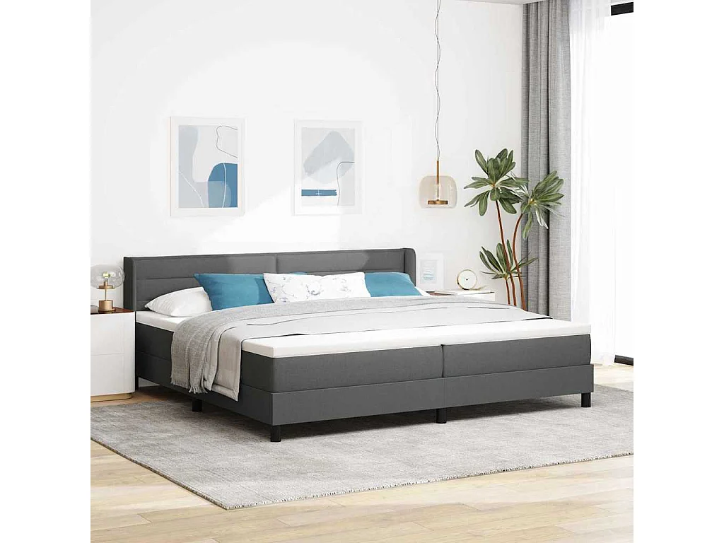 Cama box spring con colchón Gris oscuro 200 x 200 cm