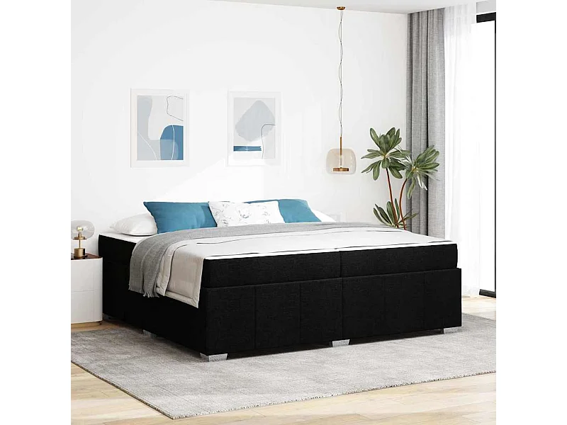 Cadre de lit avec matelas Noir 200 x 200 cm tissu