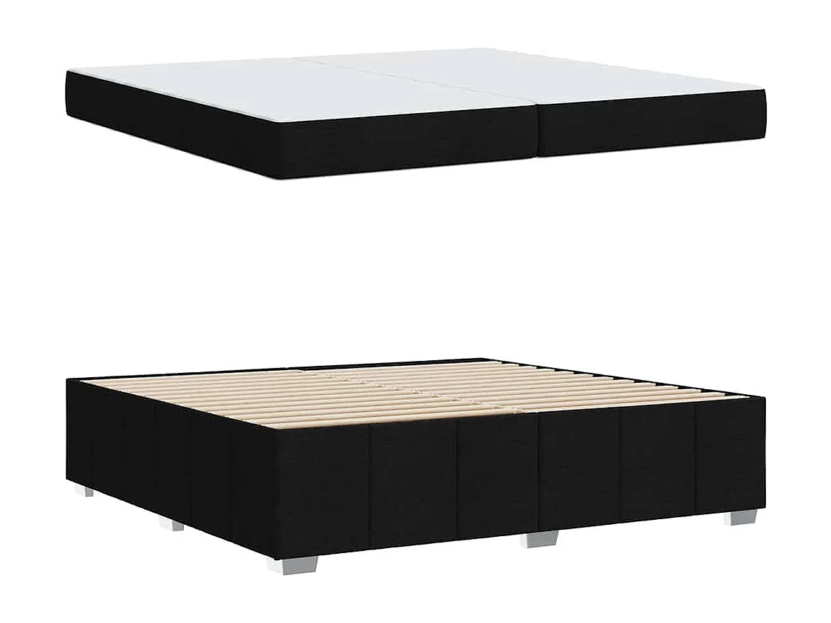 Cadre de lit avec matelas Noir 200 x 200 cm tissu