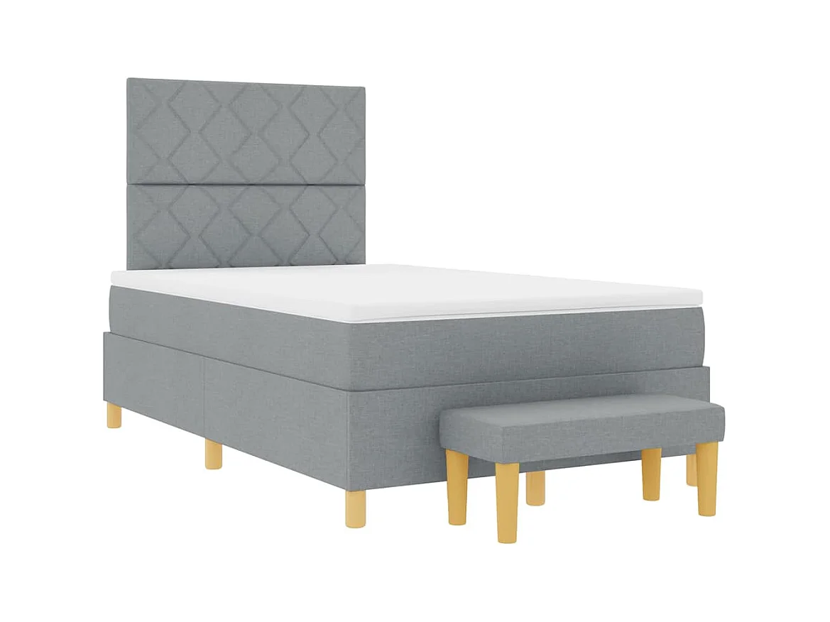 Cadre de lit avec matelas Gris clair 120 x 190 cm tissu