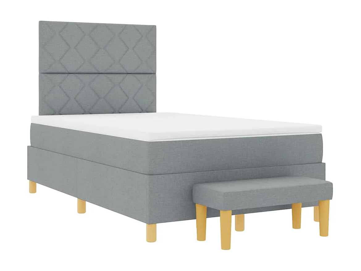 Cama tipo Box Spring con colchón Gris claro 120 x 190 cm tela