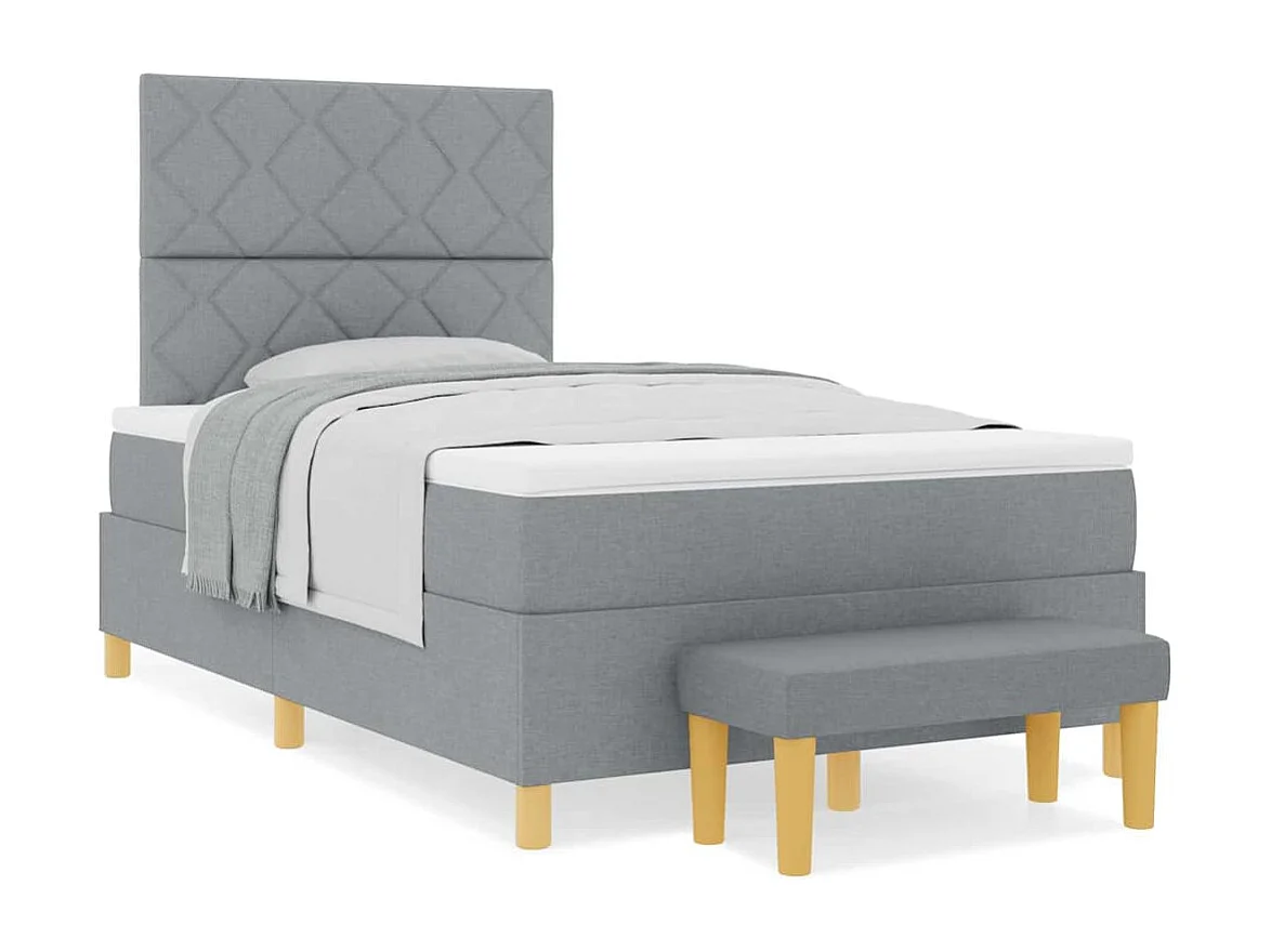 Cama tipo Box Spring con colchón Gris claro 120 x 190 cm tela