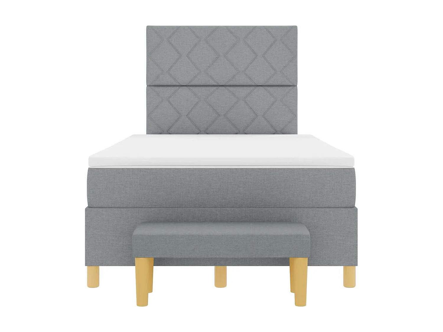 Cama tipo Box Spring con colchón Gris claro 120 x 190 cm tela