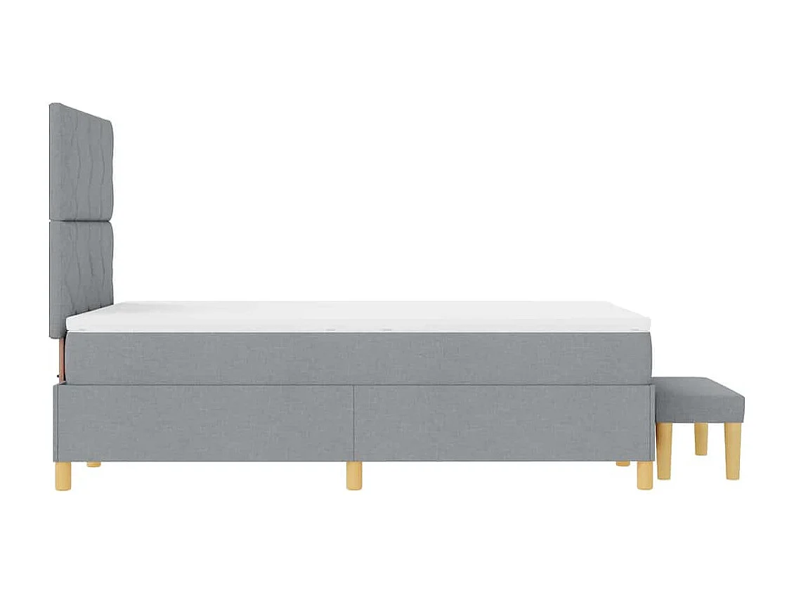 Cama tipo Box Spring con colchón Gris claro 120 x 190 cm tela