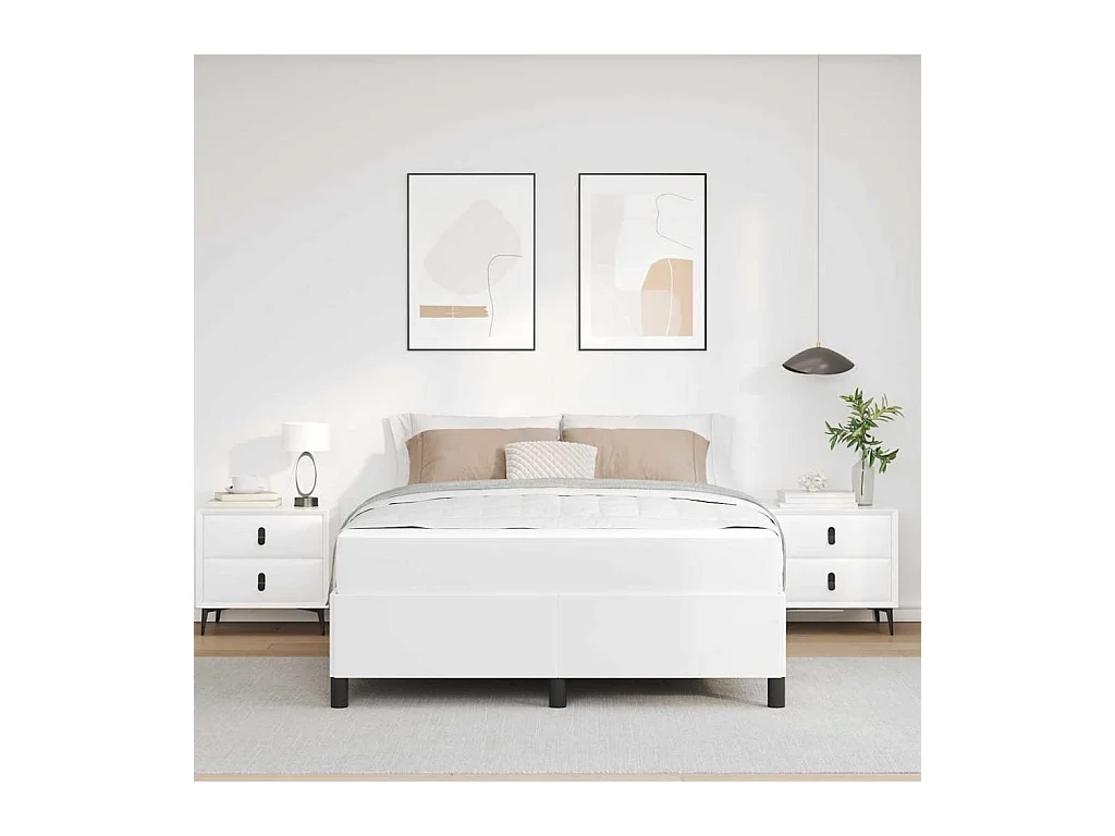 Cadre de lit avec matelas Blanc 140 x 200 cm Faux cuir