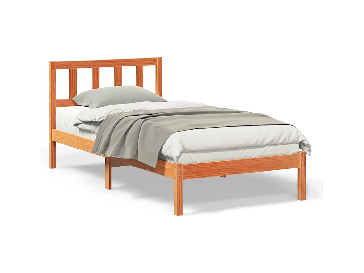 Estrutura da Cama com cabeceira Castanho-mel 90 x 190 cm