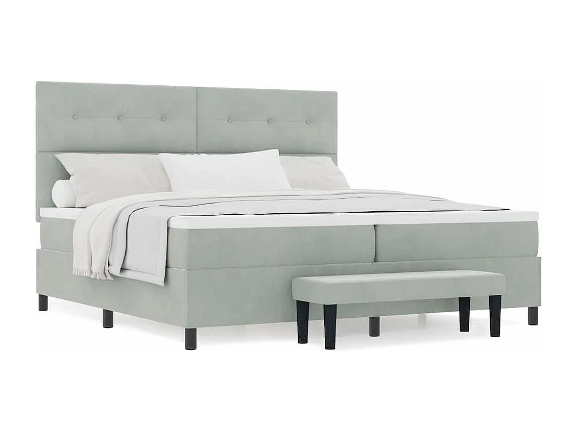 Cadre de lit avec matelas Gris clair 200 x 200 cm Velours