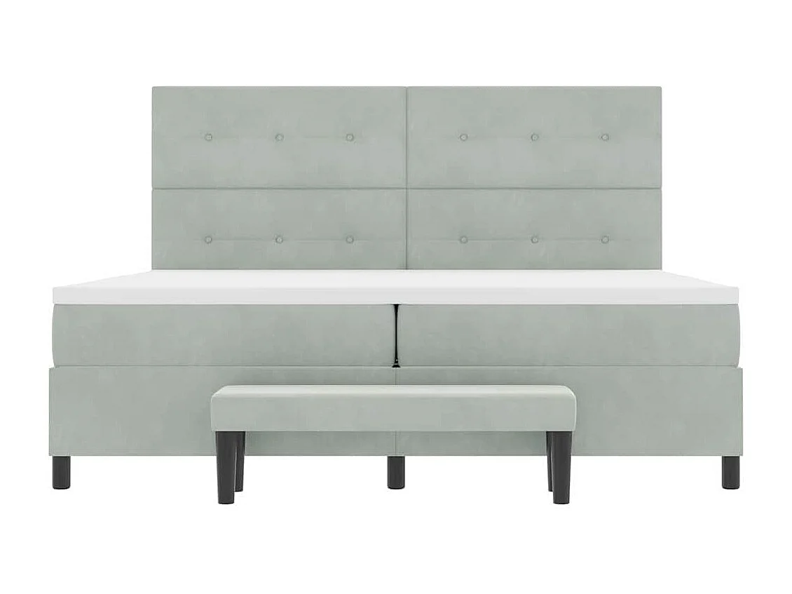 Cadre de lit avec matelas Gris clair 200 x 200 cm Velours