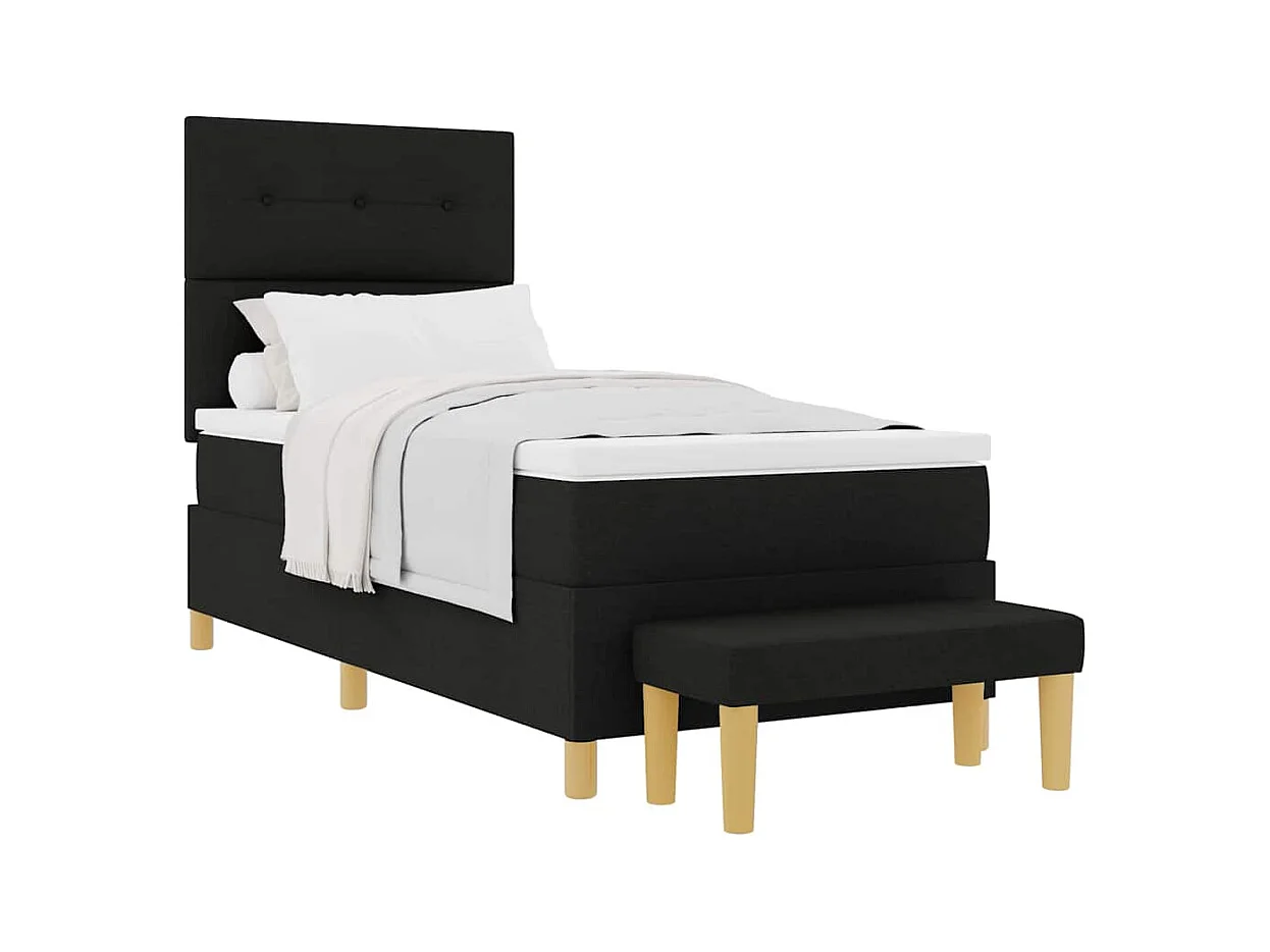 Cama Box com colchão com cabeceira Preto 100 x 200 cm tecido