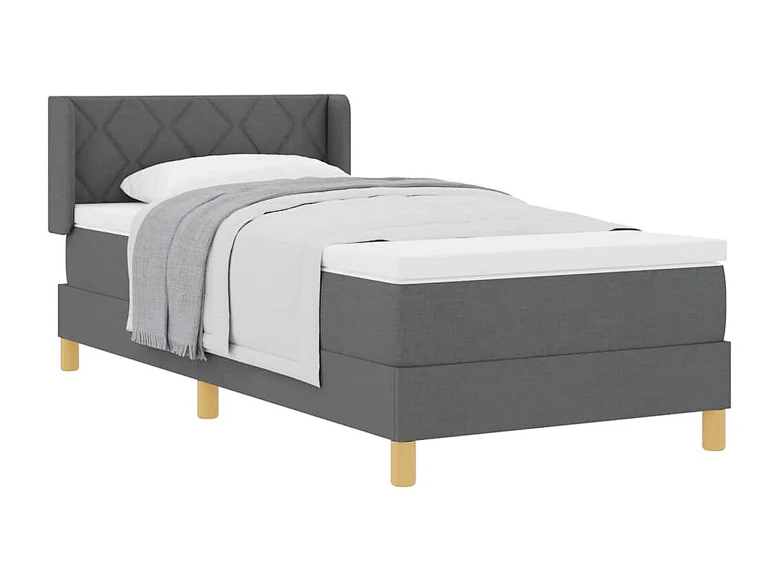 Cadre de lit avec matelas Gris foncé 100 x 200 cm tissu