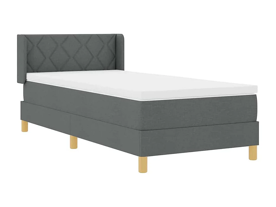 Cadre de lit avec matelas Gris foncé 100 x 200 cm tissu
