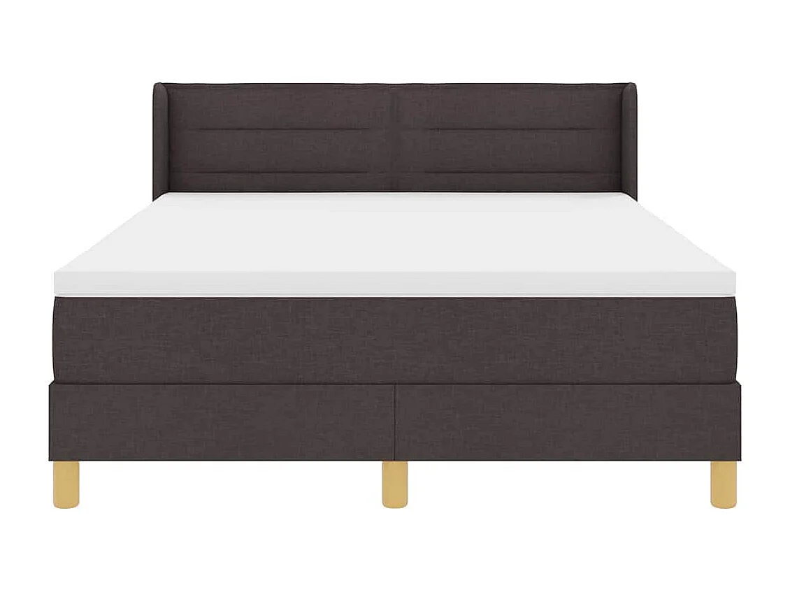 Cama tipo Box Spring Marrón oscuro y Blanco 140 x 200 cm tela
