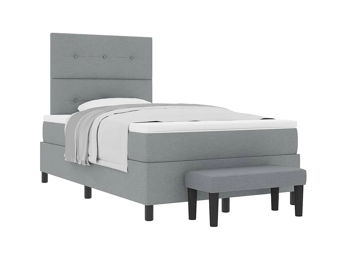 Cadre de lit avec matelas Gris clair 120 x 190 cm tissu