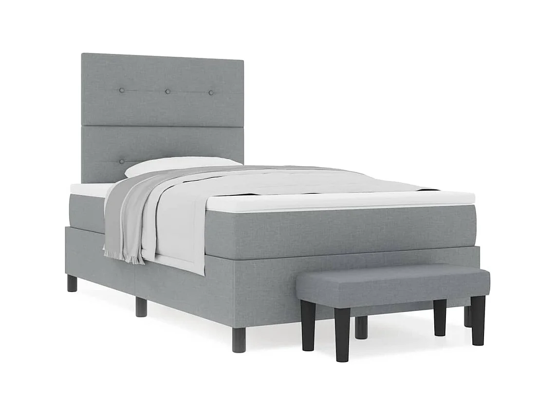 Cadre de lit avec matelas Gris clair 120 x 190 cm tissu