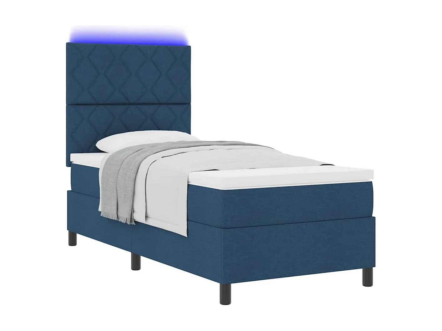 Cama tipo Box Spring con colchón Azul 100 x 200 cm tela