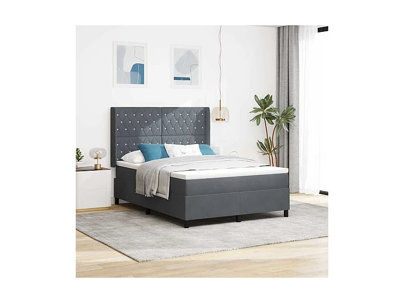 Cadre de lit avec Matelas LED Gris foncé 140 x 200 cm Velours