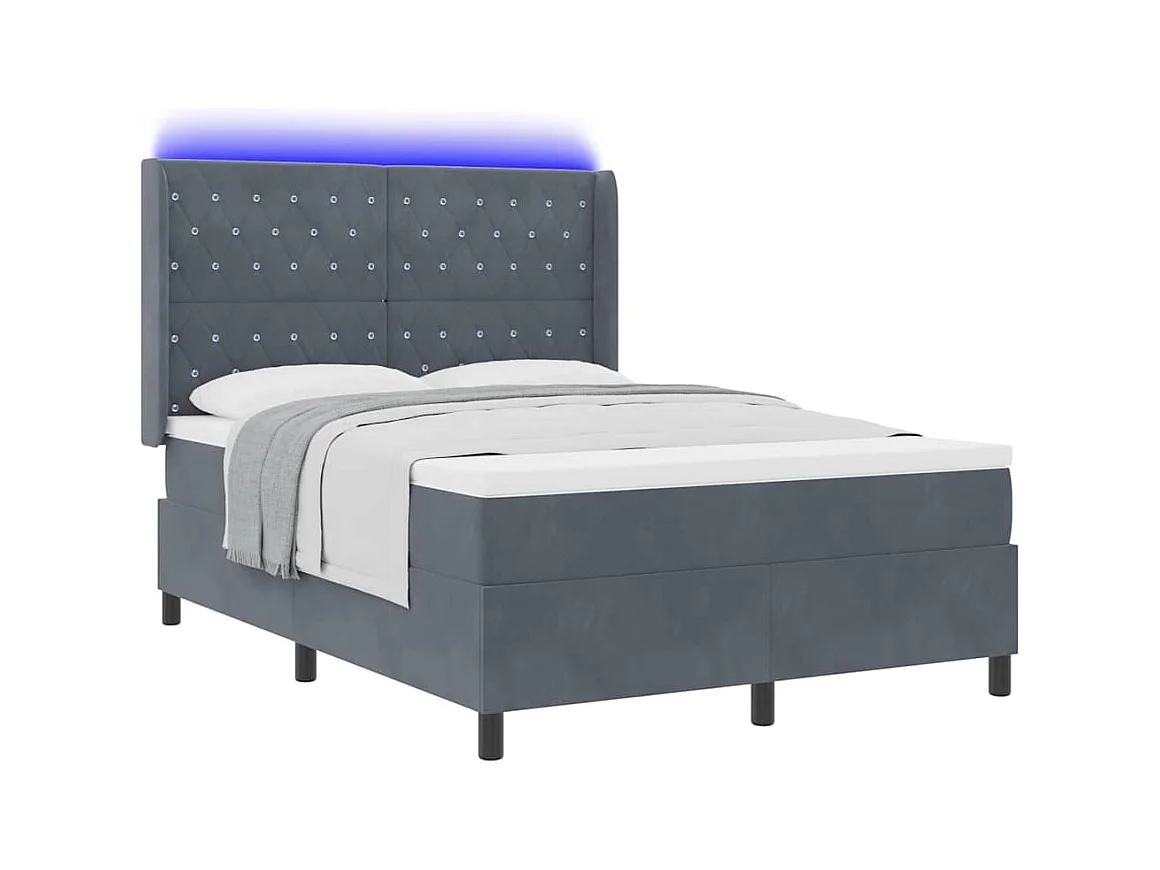Cadre de lit avec Matelas LED Gris foncé 140 x 200 cm Velours