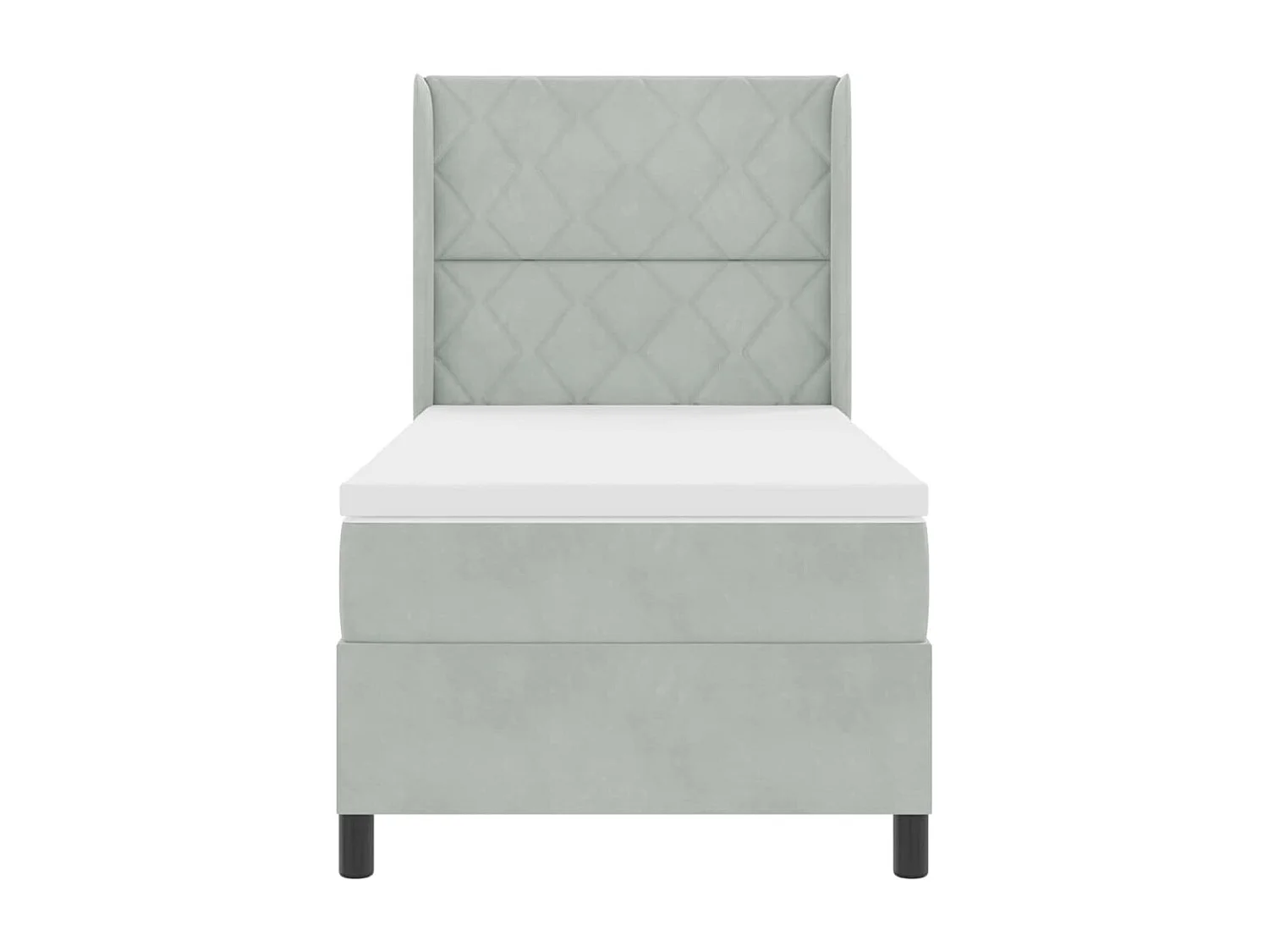 Cama tipo Box Spring Gris claro 90 x 200 cm Terciopelo