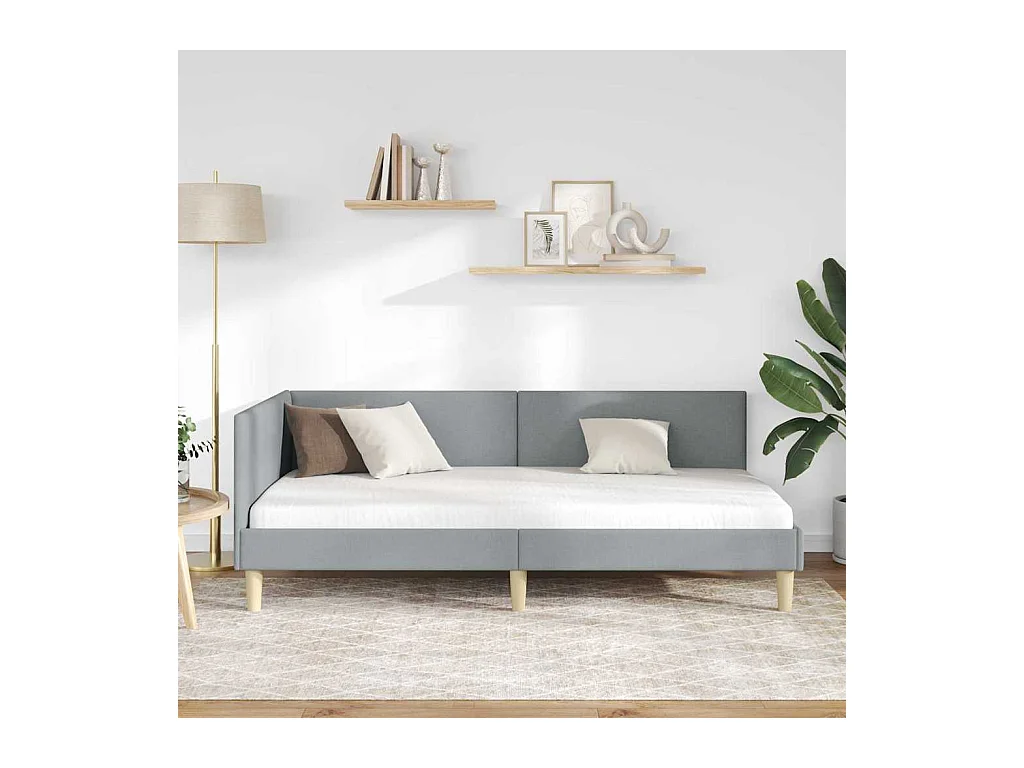 Cadre de lit d'angle Autre Gris clair 90 x 190 cm