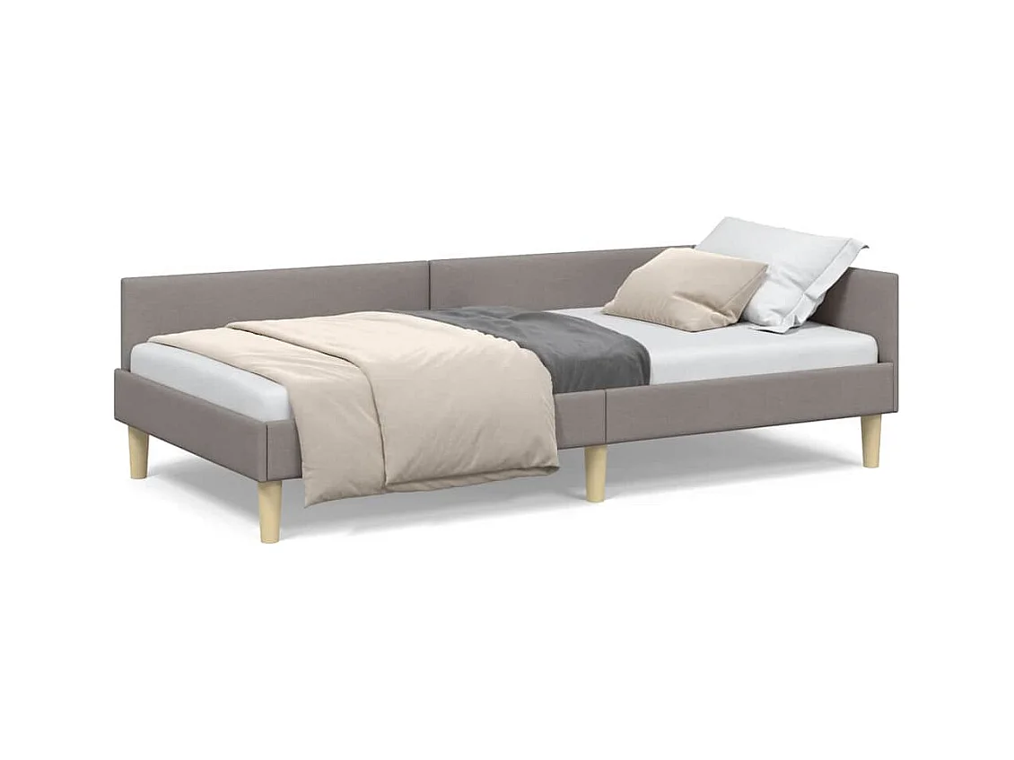 Cadre de lit d'angle Autre avec tête de lit Taupe 90 x 190 cm