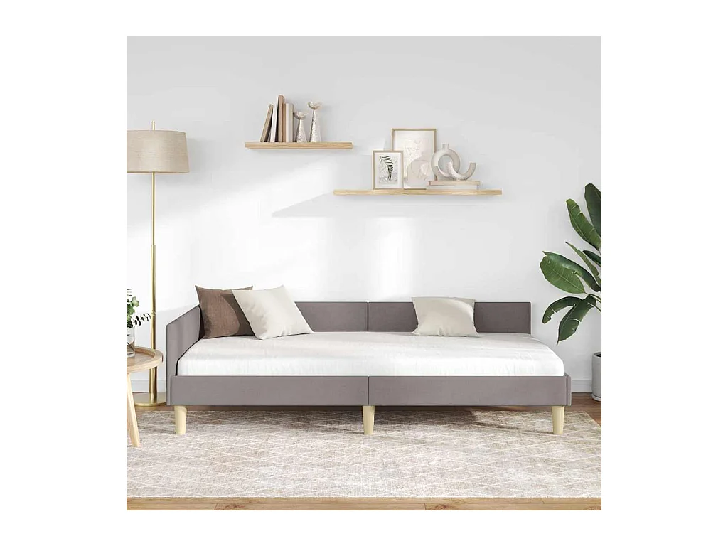 Cadre de lit d'angle Autre avec tête de lit Taupe 90 x 190 cm