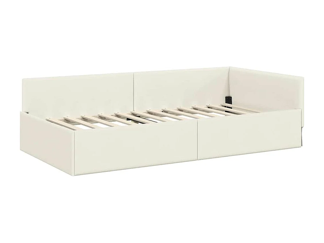 Cadre de lit d'angle Autre avec tête de lit Crème 100 x 200 cm