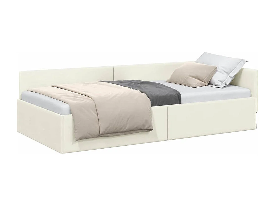 Cadre de lit d'angle Autre avec tête de lit Crème 100 x 200 cm