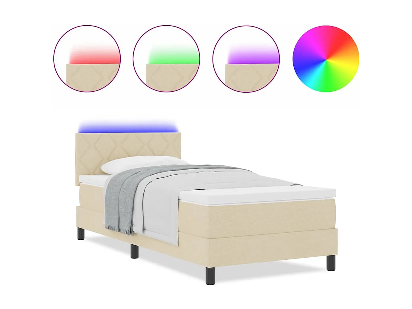 Boxspring bed met matras met hoofdeinde Crème 90 x 200 cm Stof