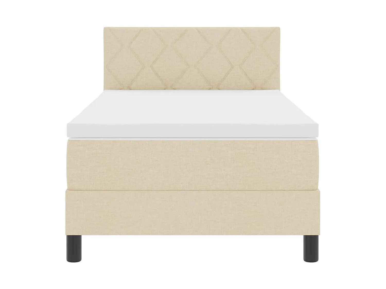 Boxspring bed met matras met hoofdeinde Crème 90 x 200 cm Stof