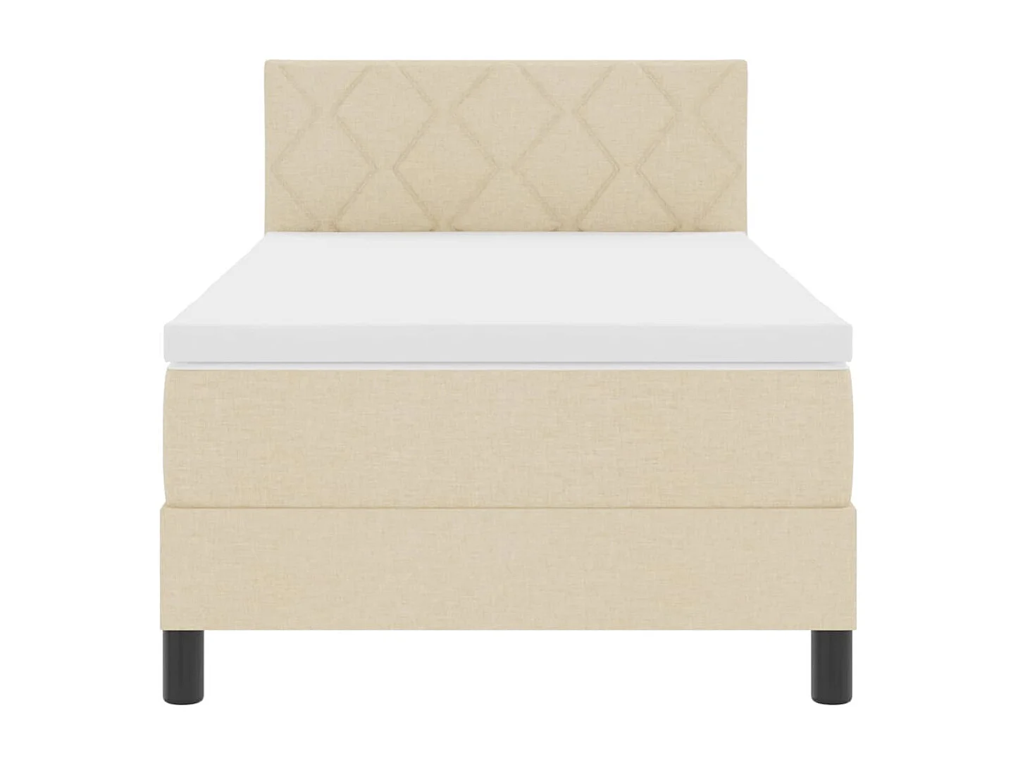 Boxspring bed met matras met hoofdeinde Crème 90 x 200 cm Stof