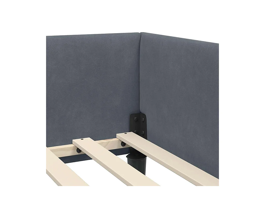 Cadre de lit d'angle avec tête de lit Gris foncé 90 x 190 cm