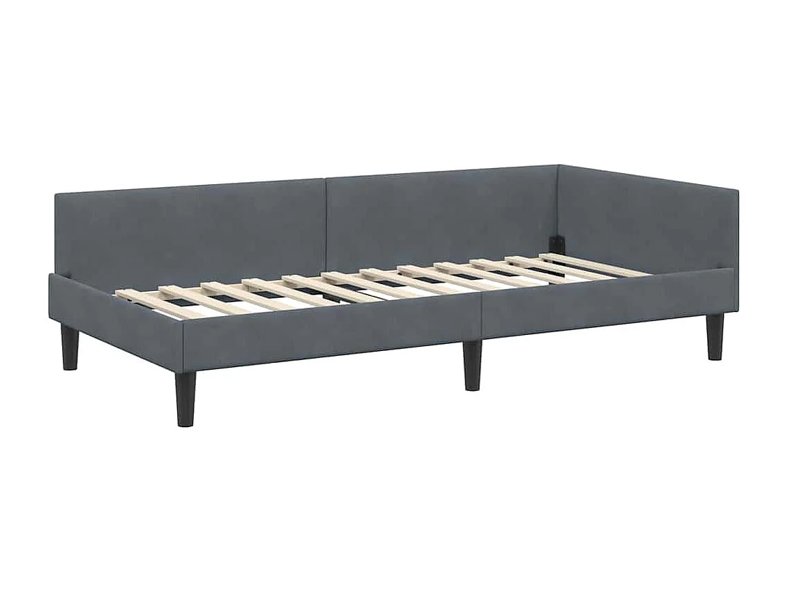 Hoekbedframe met hoofdeinde Donkergrijs 90 x 190 cm