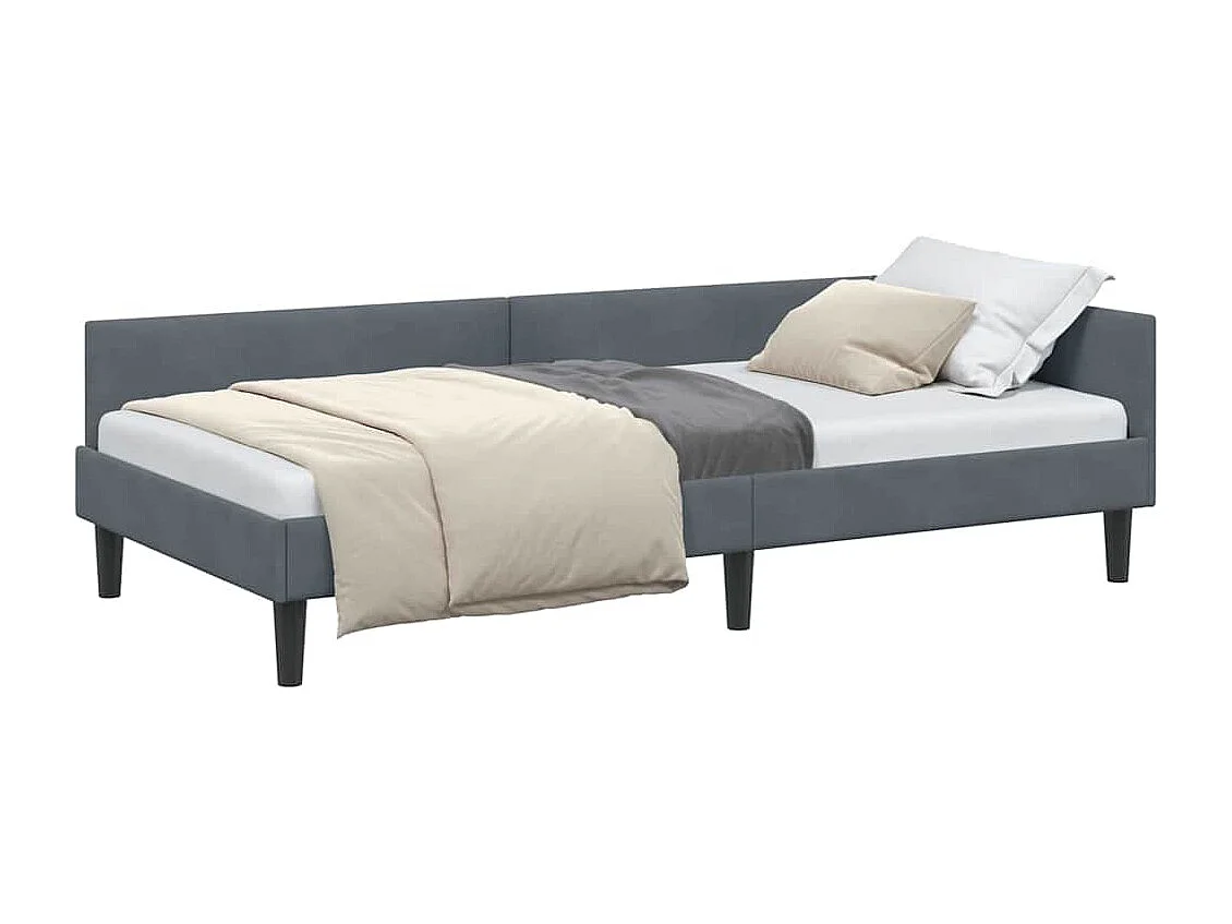 Hoekbedframe met hoofdeinde Donkergrijs 90 x 190 cm