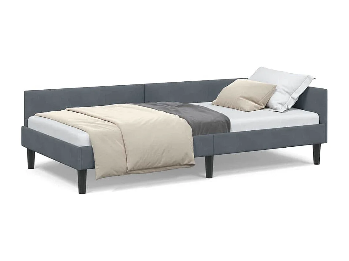 Hoekbedframe met hoofdeinde Donkergrijs 90 x 190 cm