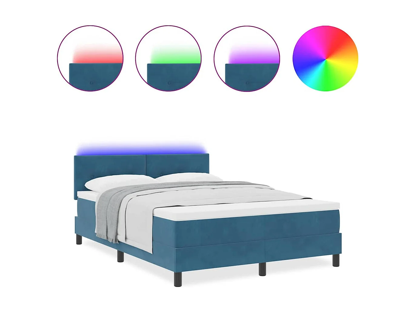 Cadre de lit avec matelas Bleu foncé 140 x 200 cm Velours