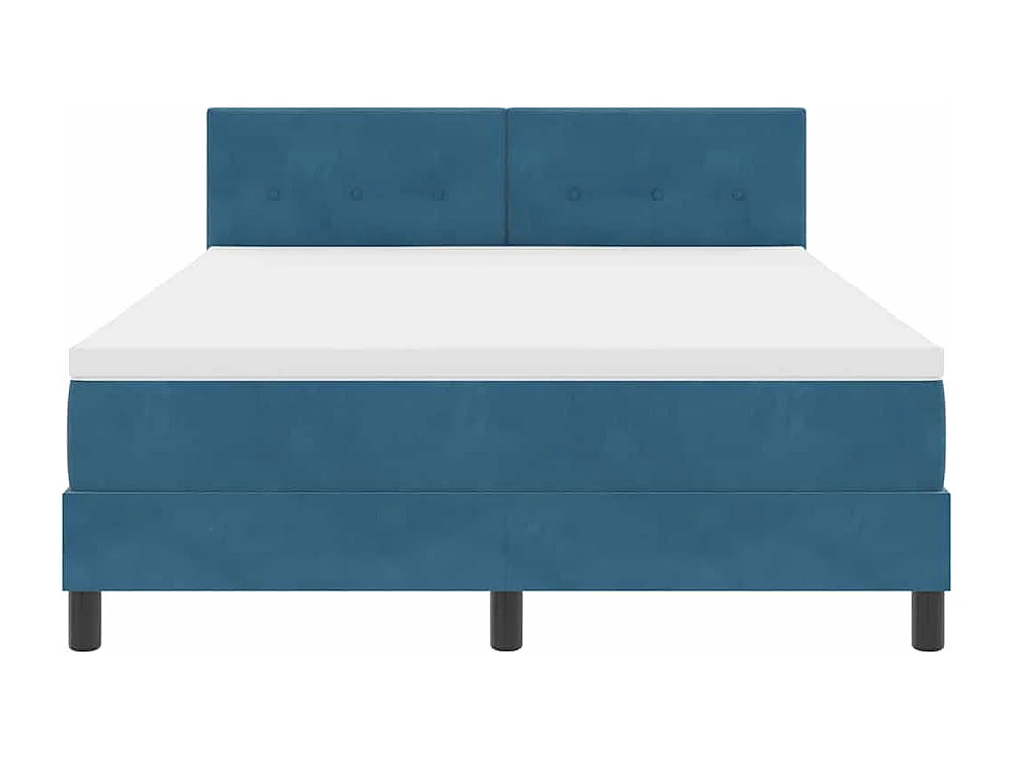 Cadre de lit avec matelas Bleu foncé 140 x 200 cm Velours