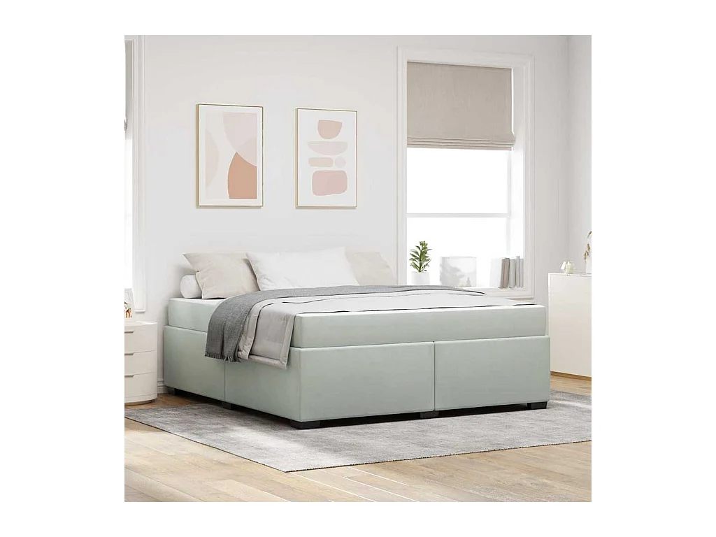 Cadre de lit avec matelas Gris clair 180 x 200 cm Velours