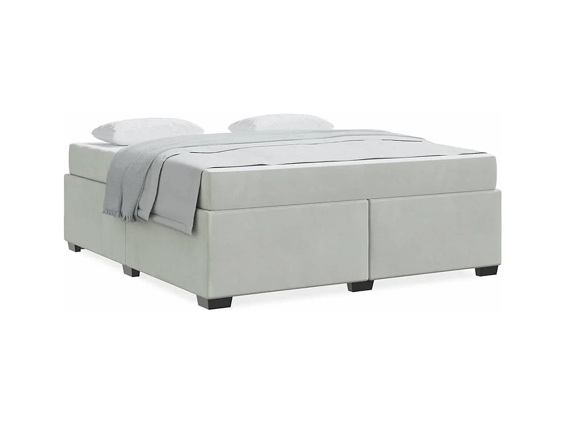 Cadre de lit avec matelas Gris clair 180 x 200 cm Velours