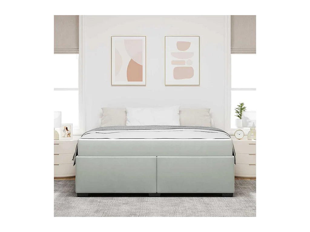 Cadre de lit avec matelas Gris clair 180 x 200 cm Velours