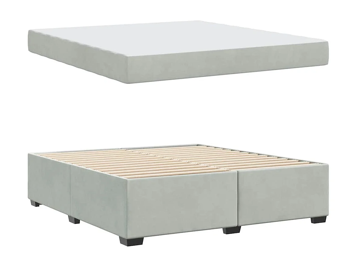 Cadre de lit avec matelas Gris clair 180 x 200 cm Velours
