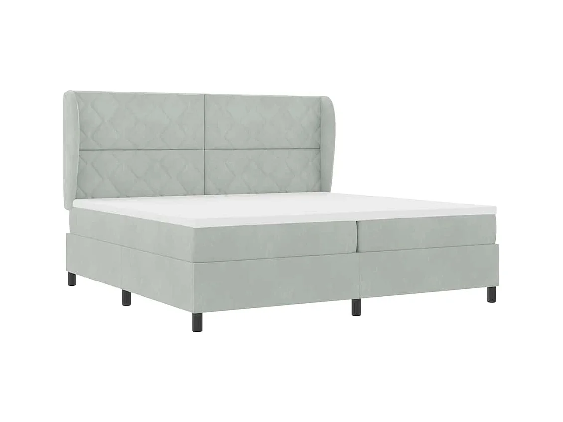 Cama tipo Box Spring Gris claro 200 x 200 cm Terciopelo