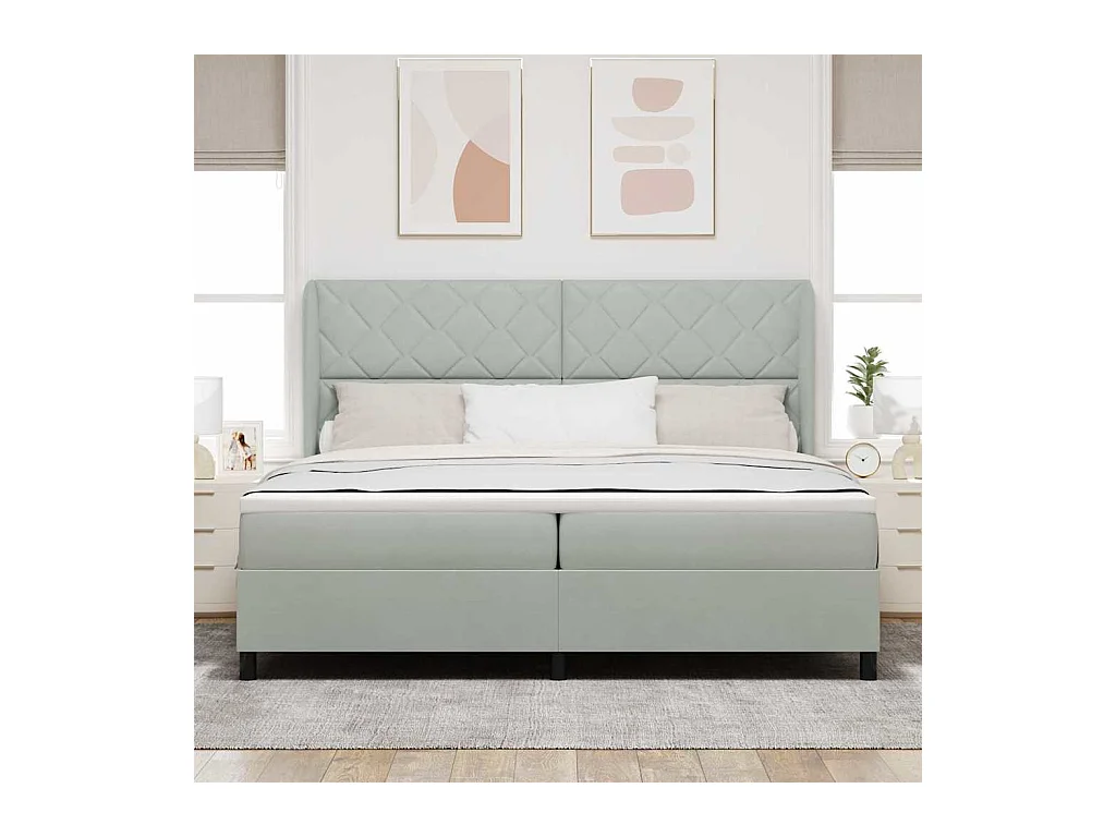 Cama tipo Box Spring Gris claro 200 x 200 cm Terciopelo