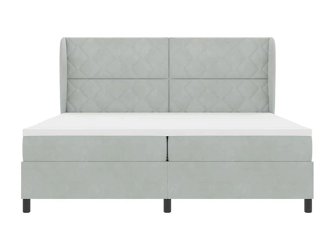 Cama tipo Box Spring Gris claro 200 x 200 cm Terciopelo