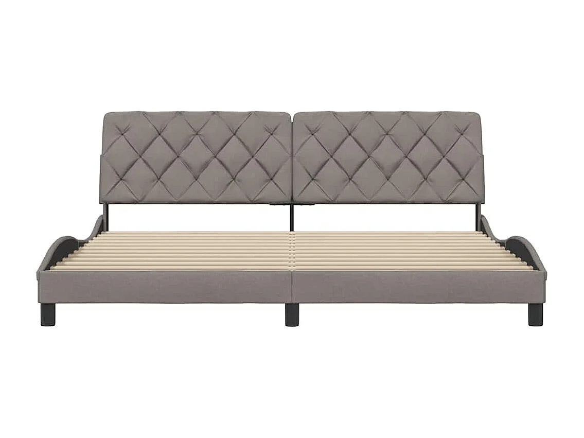 Cama sem colchão 200x200 cm tecido cinzento-acastanhado